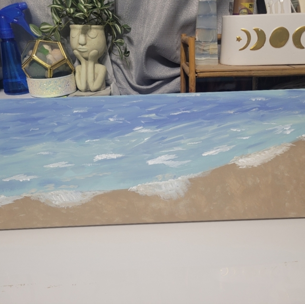 *SOLD* 10" x 30" Acrylic Seascape Canvas Painting